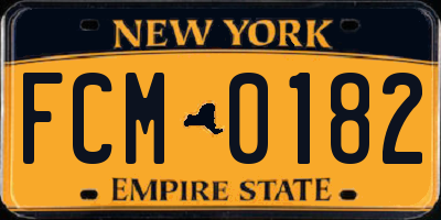NY license plate FCM0182