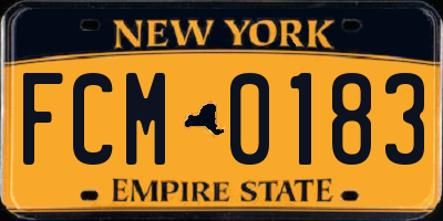 NY license plate FCM0183