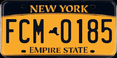 NY license plate FCM0185