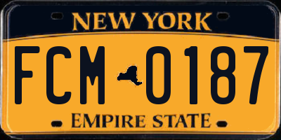 NY license plate FCM0187