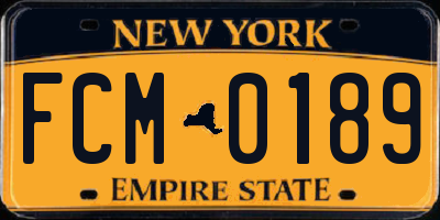 NY license plate FCM0189
