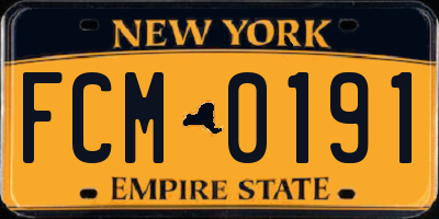 NY license plate FCM0191