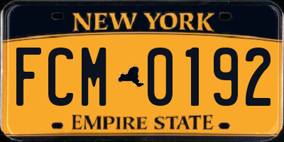 NY license plate FCM0192