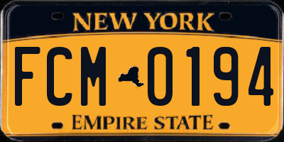 NY license plate FCM0194