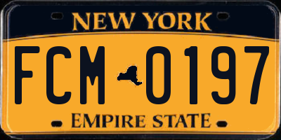 NY license plate FCM0197