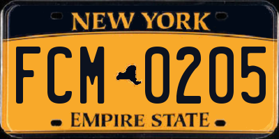 NY license plate FCM0205
