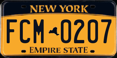 NY license plate FCM0207