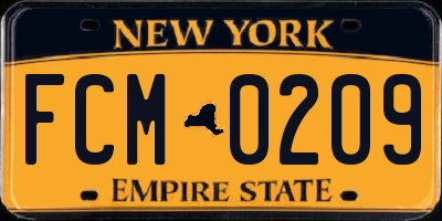 NY license plate FCM0209