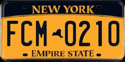 NY license plate FCM0210