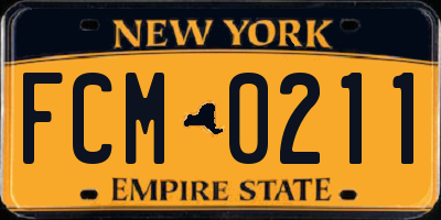 NY license plate FCM0211