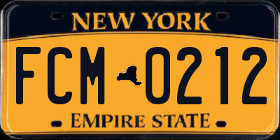 NY license plate FCM0212