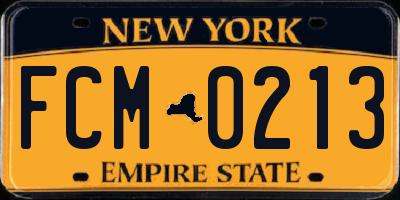 NY license plate FCM0213