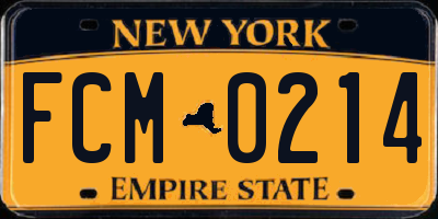 NY license plate FCM0214
