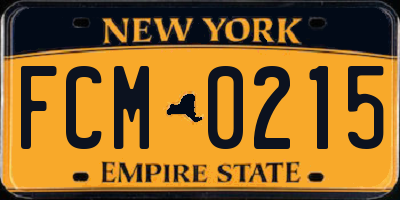 NY license plate FCM0215