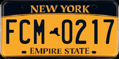 NY license plate FCM0217