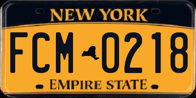 NY license plate FCM0218