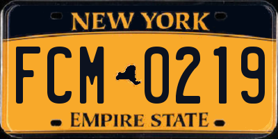 NY license plate FCM0219