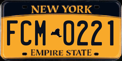 NY license plate FCM0221