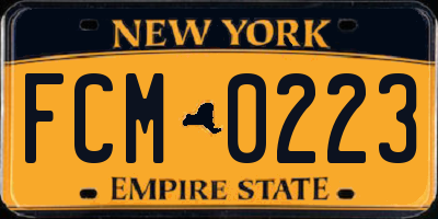 NY license plate FCM0223