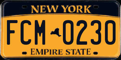 NY license plate FCM0230