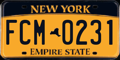 NY license plate FCM0231