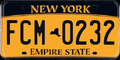 NY license plate FCM0232