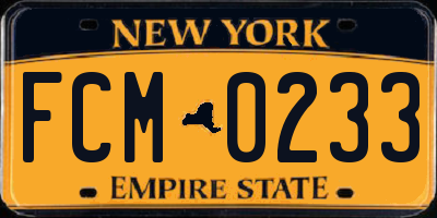 NY license plate FCM0233