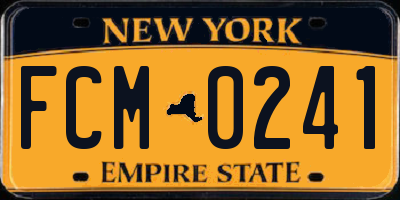 NY license plate FCM0241