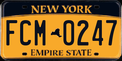 NY license plate FCM0247