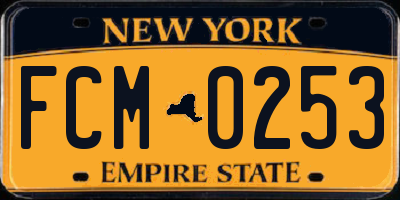 NY license plate FCM0253