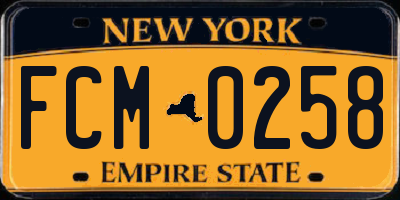 NY license plate FCM0258