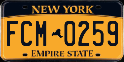 NY license plate FCM0259