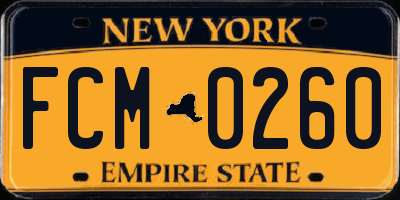 NY license plate FCM0260