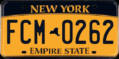NY license plate FCM0262