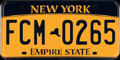NY license plate FCM0265