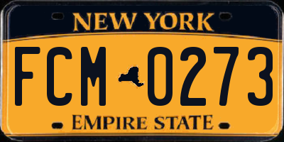 NY license plate FCM0273
