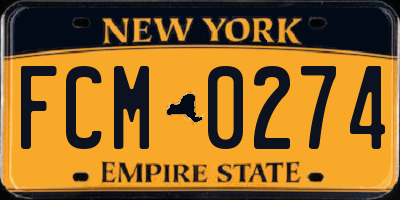 NY license plate FCM0274