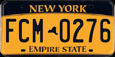 NY license plate FCM0276