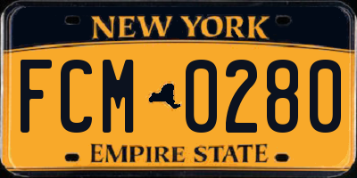NY license plate FCM0280