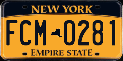 NY license plate FCM0281