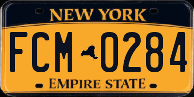 NY license plate FCM0284
