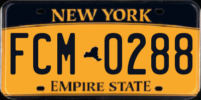 NY license plate FCM0288