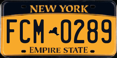 NY license plate FCM0289