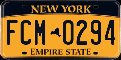 NY license plate FCM0294