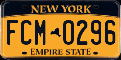 NY license plate FCM0296