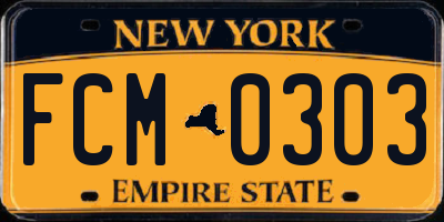 NY license plate FCM0303