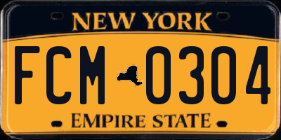 NY license plate FCM0304