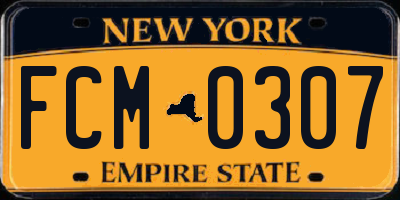 NY license plate FCM0307