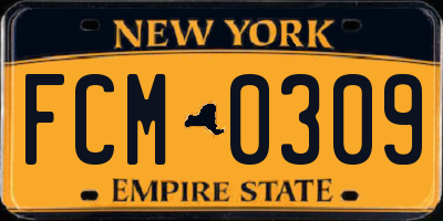 NY license plate FCM0309