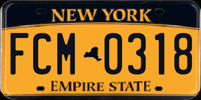 NY license plate FCM0318